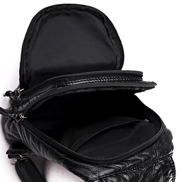 Vintage Embroidered PU Leather Backpack Purse Small Travel Bag Chest Pack